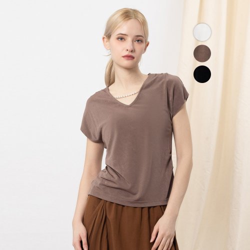 MEDUSA LADY 【MEDUSA】優雅珍珠項鍊垂墜簡約上衣 - 3色(M-XL) | 女休閒上衣