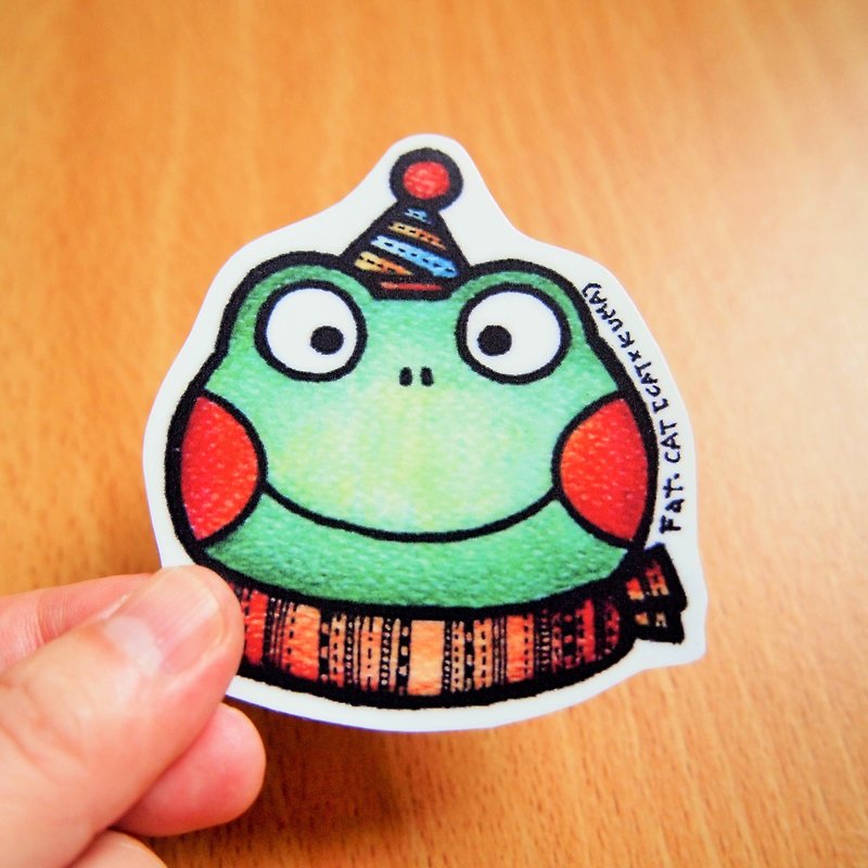Waterproof Sticker-Green Green Frog - Stickers - Paper Multicolor