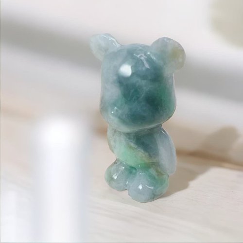 瓔珞翡翠 飄綠花翡翠熊熊 | 天然緬甸玉A貨翡翠 | 送禮