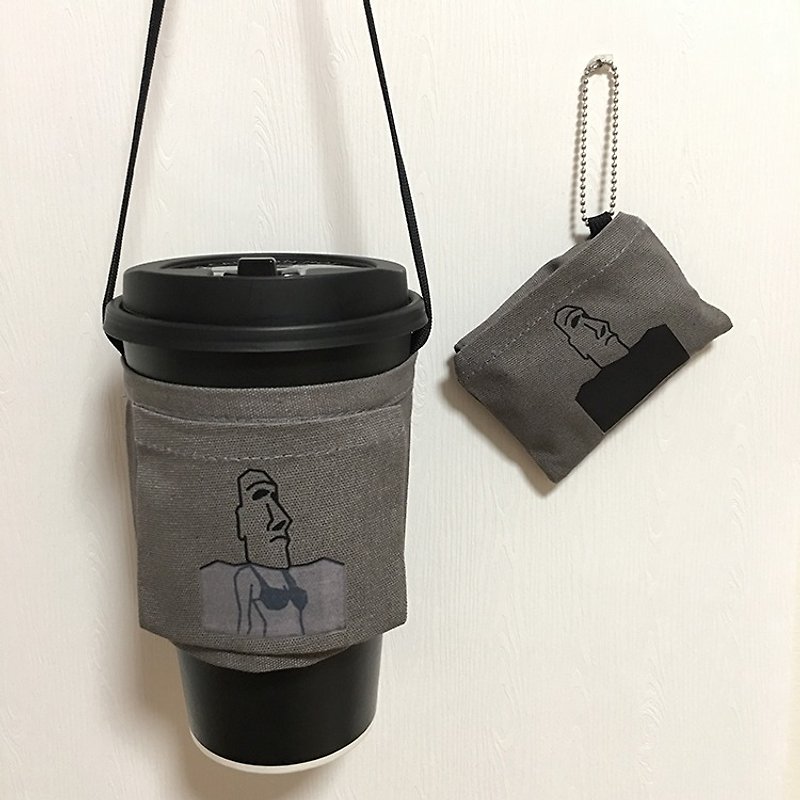 YCCT Beverage  Carrier - Gray  (Woman) # Environmentally friendly # Easy carrying # Moai - Beverage Holders & Bags - Cotton & Hemp Gray