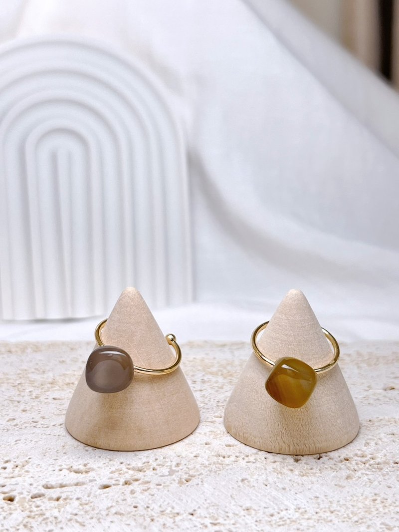 Handmade jewelry | turbid | raw color agate \ Japanese rings - General Rings - Other Materials Orange