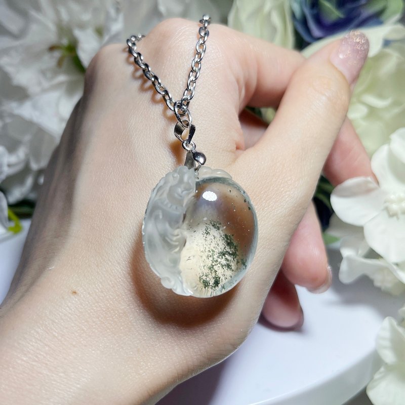 手雕精緻 財富豼貅綠幽靈 招財水晶項鍊 寶瓶 四季幽靈 異象水晶 - 項鍊 - 水晶 多色