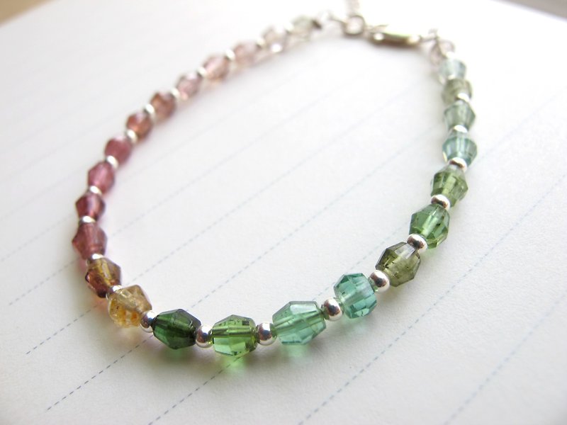 Multicolor Tourmaline x 925 Silver [Colorful Candy] - Handmade Natural Stone Series - Bracelets - Semi-Precious Stones Multicolor