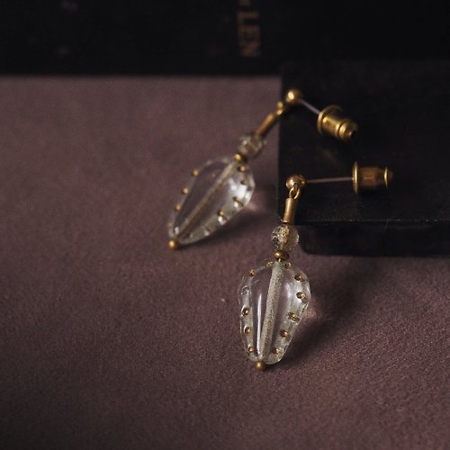Sentimental Studio 善感工室 古典香水玻璃珠耳環 透明