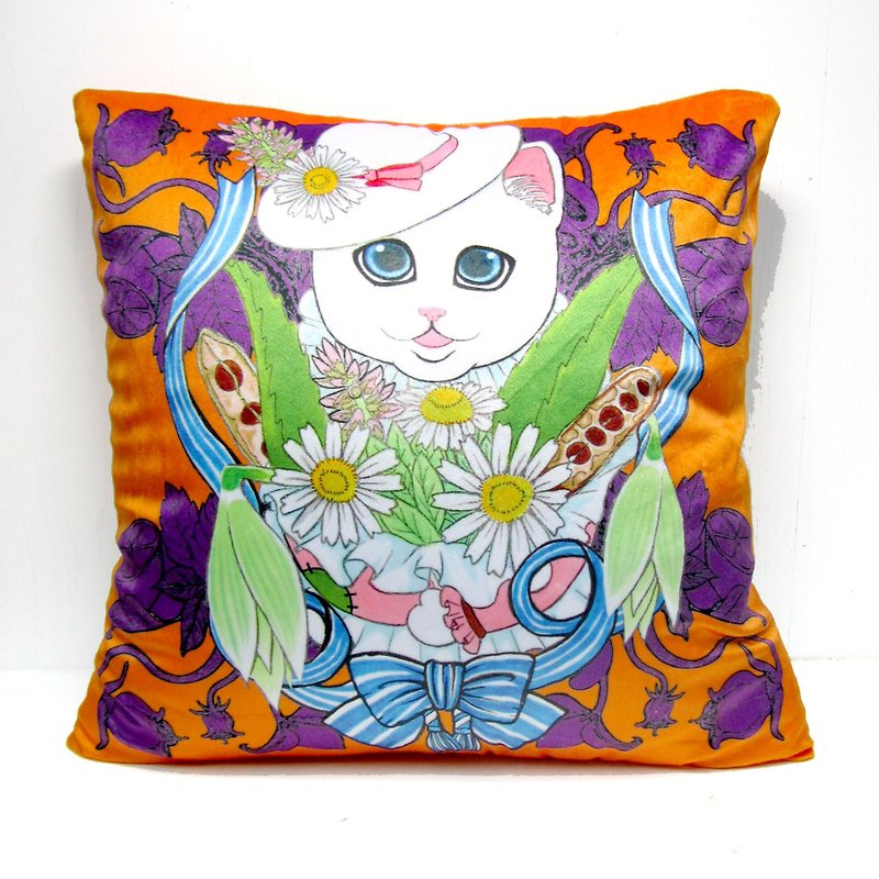 GOOKASO lady cat head pillow CUSHION pillowcases pillow sets can be removable and washable - หมอน - เส้นใยสังเคราะห์ สีส้ม