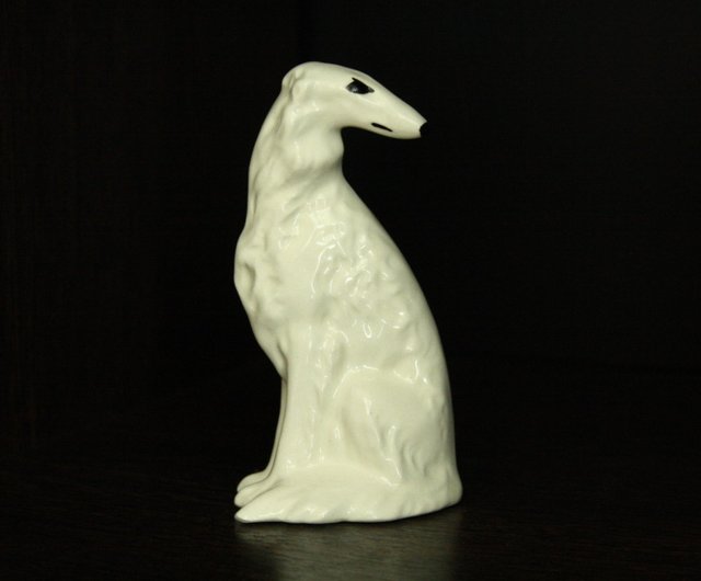 ロシアのボルゾイ犬の置物陶器手作り、彫像磁器 - ショップ ArtDogs