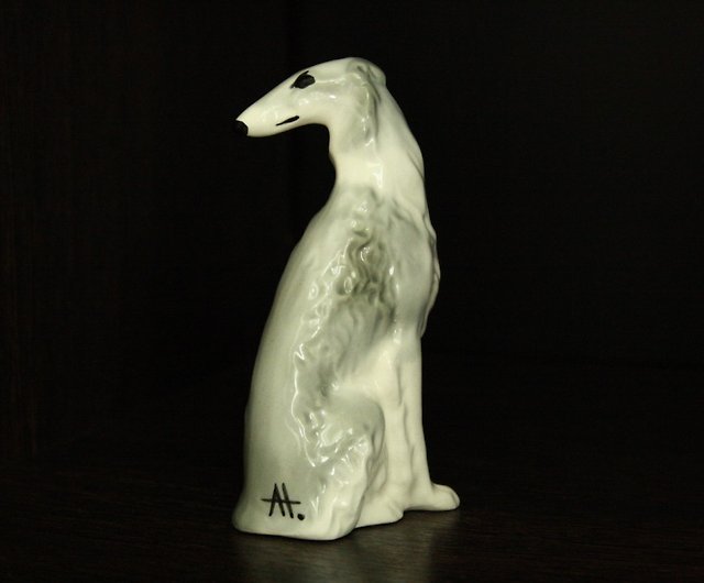 ロシアのボルゾイ犬の置物陶器手作り、彫像磁器 - ショップ ArtDogs 