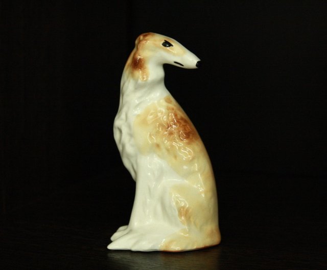 ロシアのボルゾイ犬の置物陶器手作り、彫像磁器 - ショップ ArtDogs 