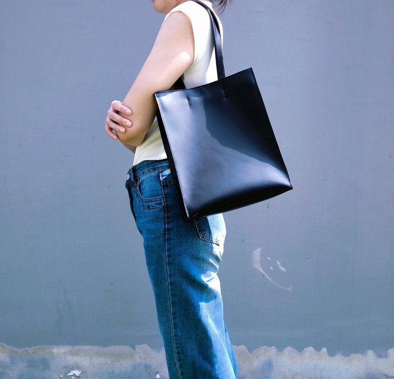 Mini tote Bag - Handbags & Totes - Genuine Leather Black