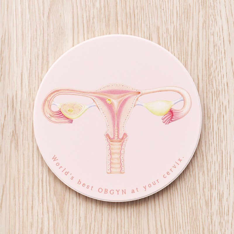 Beautiful uterus custom ceramic coaster/gynecologist gift - ที่รองแก้ว - เครื่องลายคราม สีส้ม