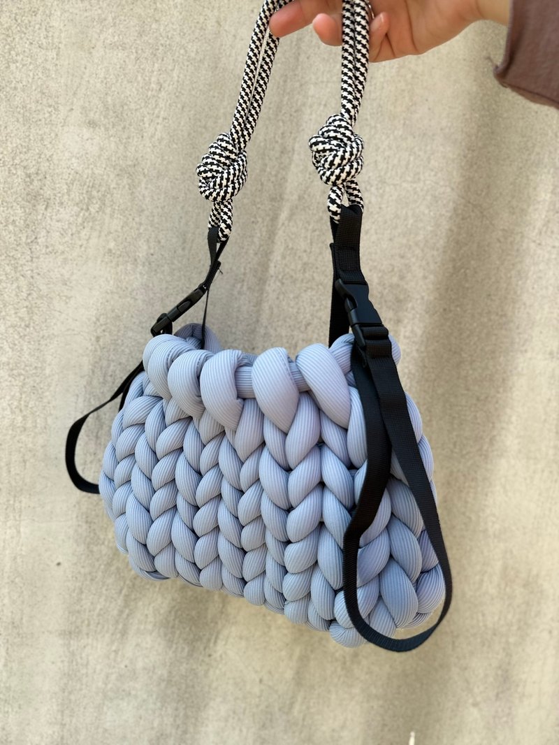 實體 | 中壢 |  手編涼感粗線包X登山背帶 Chunky Knit Bag - 編織/羊毛氈/縫紉 - 棉．麻 