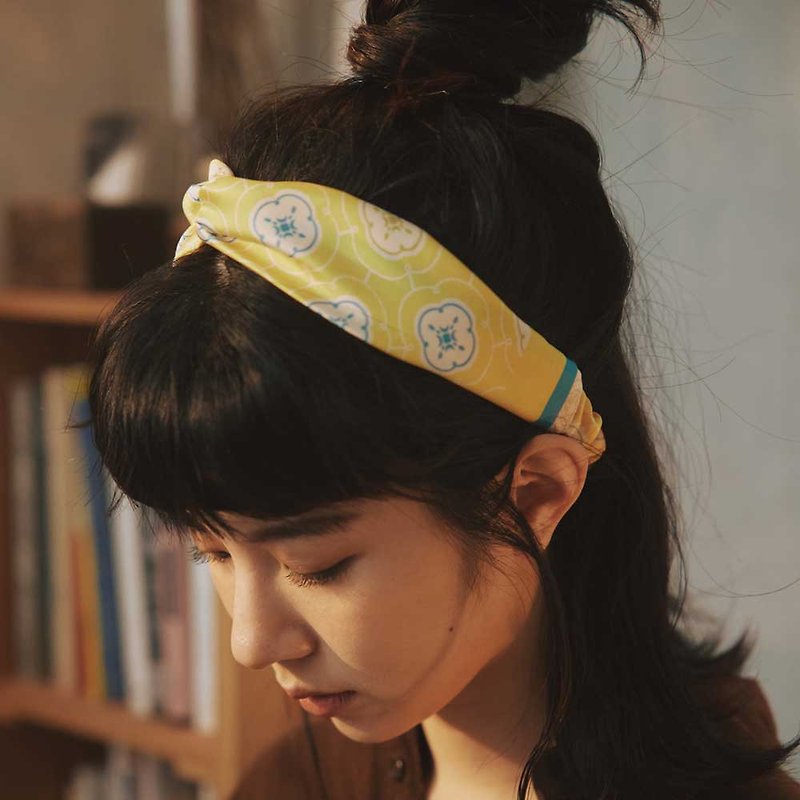 Scarf headband/Glass Begonia No. 3/Sunshine Yellow - Hair Accessories - Polyester 