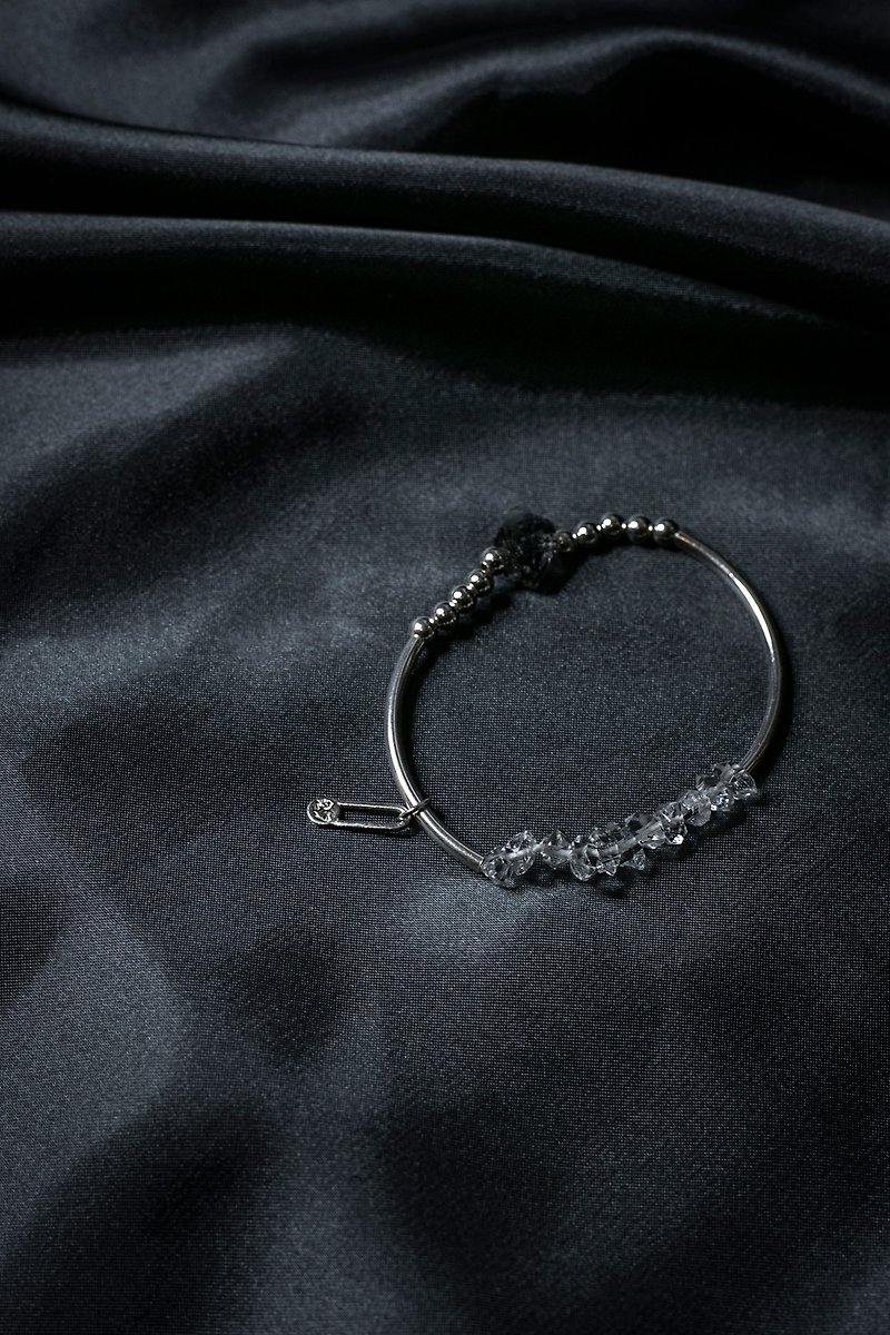 GAIA27- Herkimer silver bracelet2 - Bracelets - Crystal White
