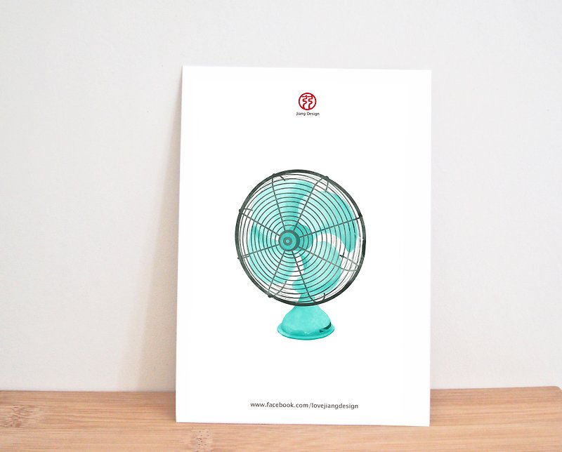 Summer cool fan postcard - การ์ด/โปสการ์ด - กระดาษ สีน้ำเงิน