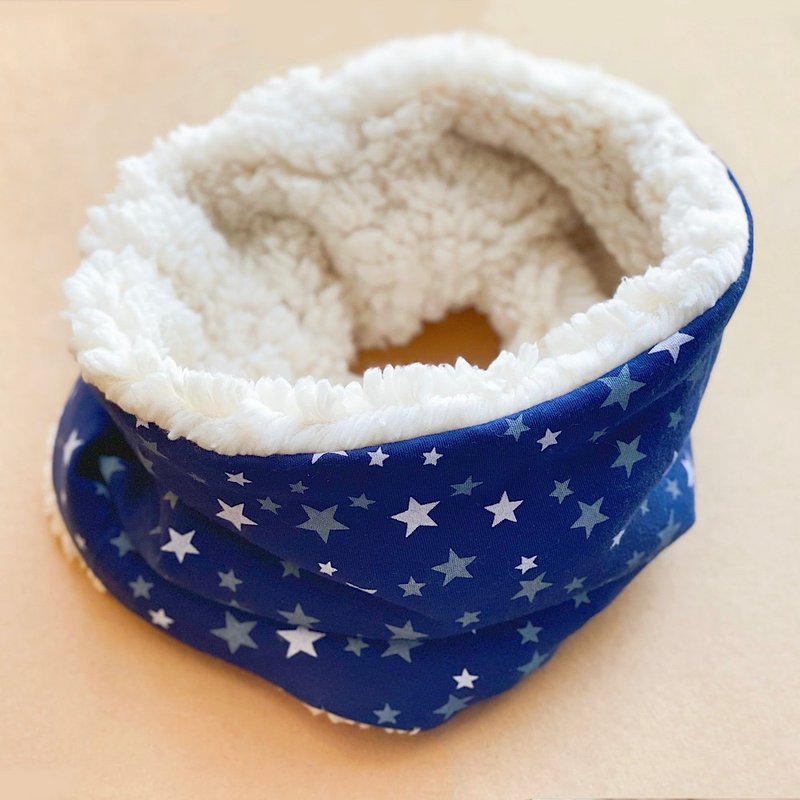 手工製作 藍色星星頸圍 保暖脖圍 - 圍巾/披肩 - 羊毛 