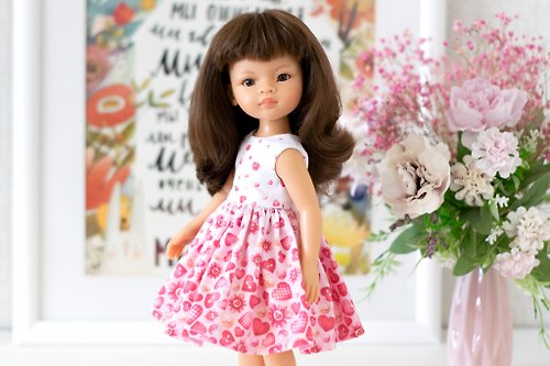 ShopFashionDolls Heart dress for 33cm/13 inch dolls Paola Reina, Siblies RRFF for Valentine's Day