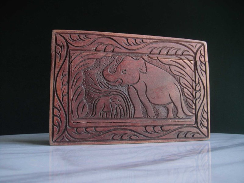 【OLD-TIME】Early second-hand Indian solid wood carving mechanism box - อื่นๆ - วัสดุอื่นๆ หลากหลายสี