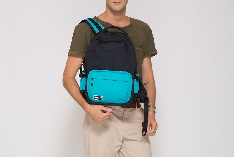 SOLIS Color Palette Series│13'' Reise Premium Laptop Backpack│Teal/Black - กระเป๋าแล็ปท็อป - เส้นใยสังเคราะห์ 