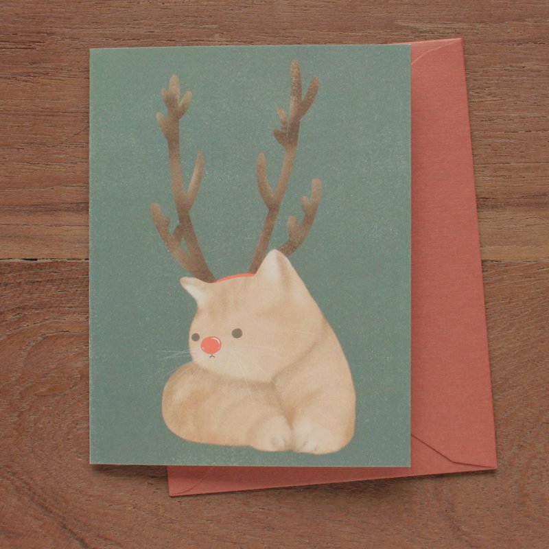 猫ルドルフ猫ルドルフグリーティングカード - カード・はがき - 紙 グリーン