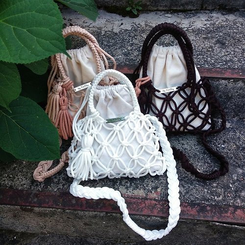 VerShy Mini String bag, Macrame bag, Shoulder bag, Handbag, Net Bag, Filt bag