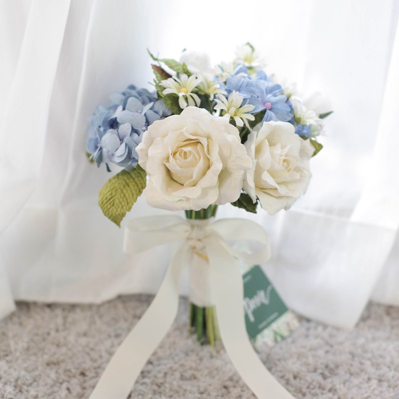 BS303 : Mini Flowers Bouquet, Caribbean Sea&Wild Daisy - Other - Paper Blue