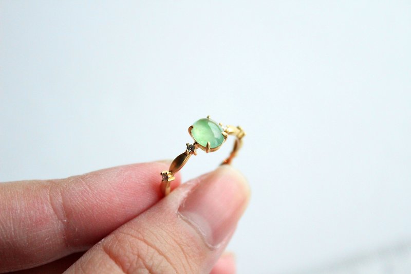 Journal-草稚花冠冰阳绿纯天然翠翠(Burmese Jade) 18K Gold True Diamond Ring #12 - แหวนทั่วไป - เครื่องเพชรพลอย 