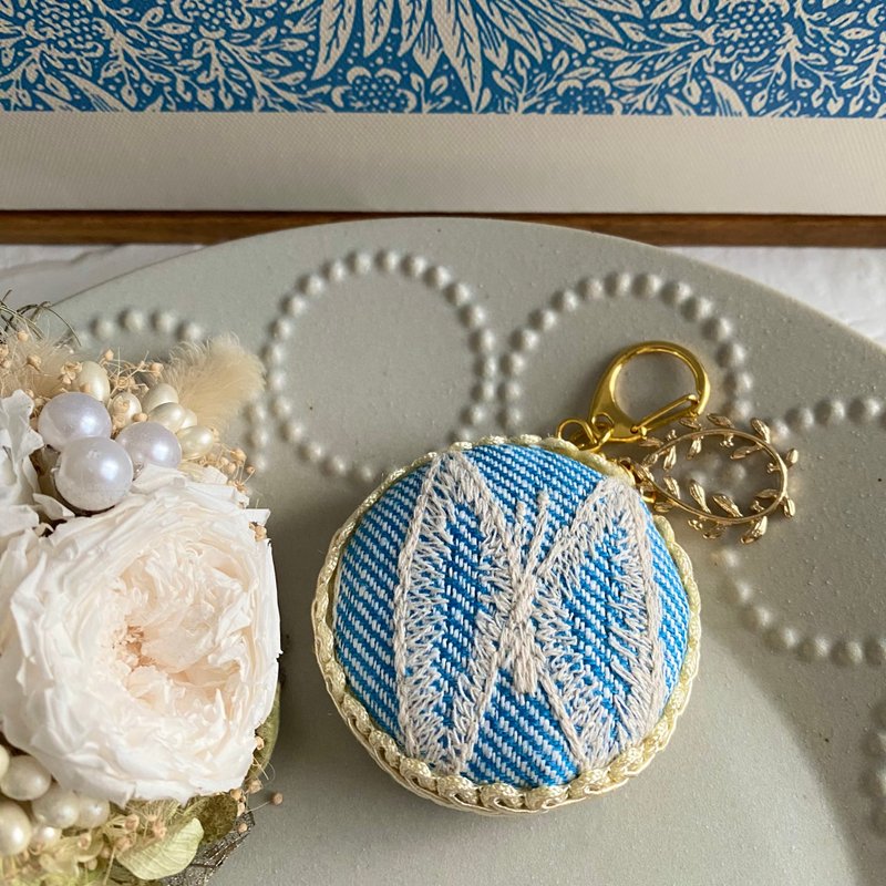 ミナペルホネン　メジャー　スカイフラワーBU - 其他 - 棉．麻 藍色