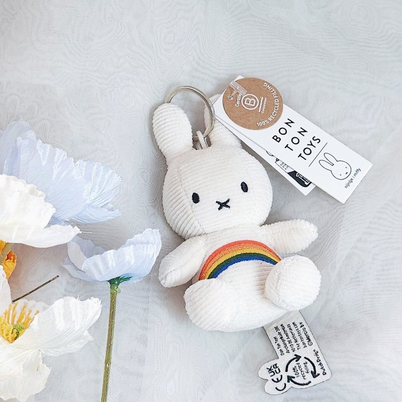 BON TON TOYS Miffy米菲兔彩虹鑰匙圈-象牙白 10cm - 鑰匙圈/鑰匙包 - 聚酯纖維 多色