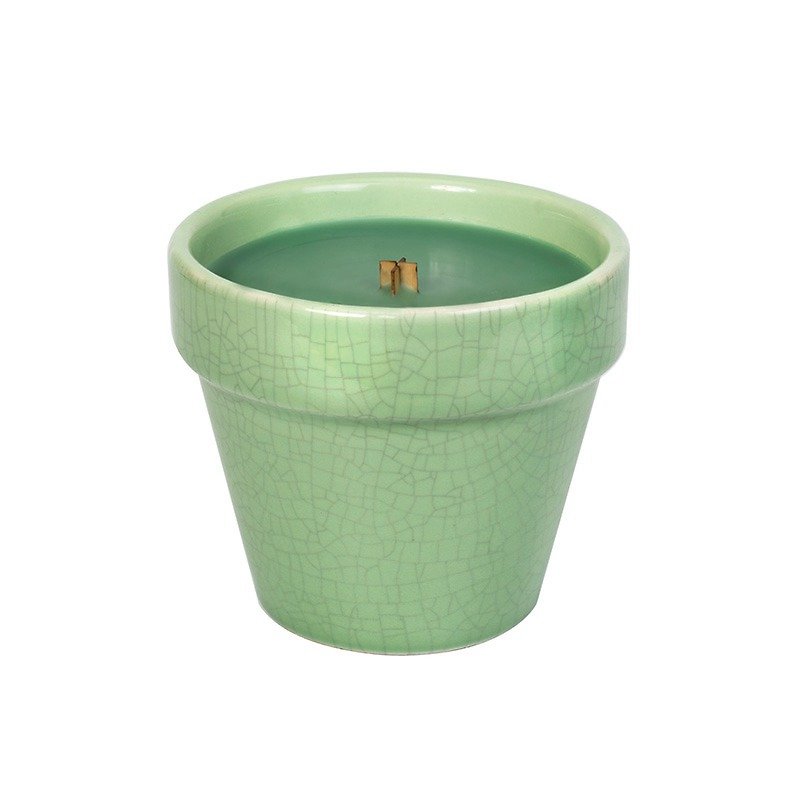 【VIVAWANG】 8.5oz Herbal Ceramics Potted Cup Wax - Window Green - เทียน/เชิงเทียน - ดินเผา สีเขียว