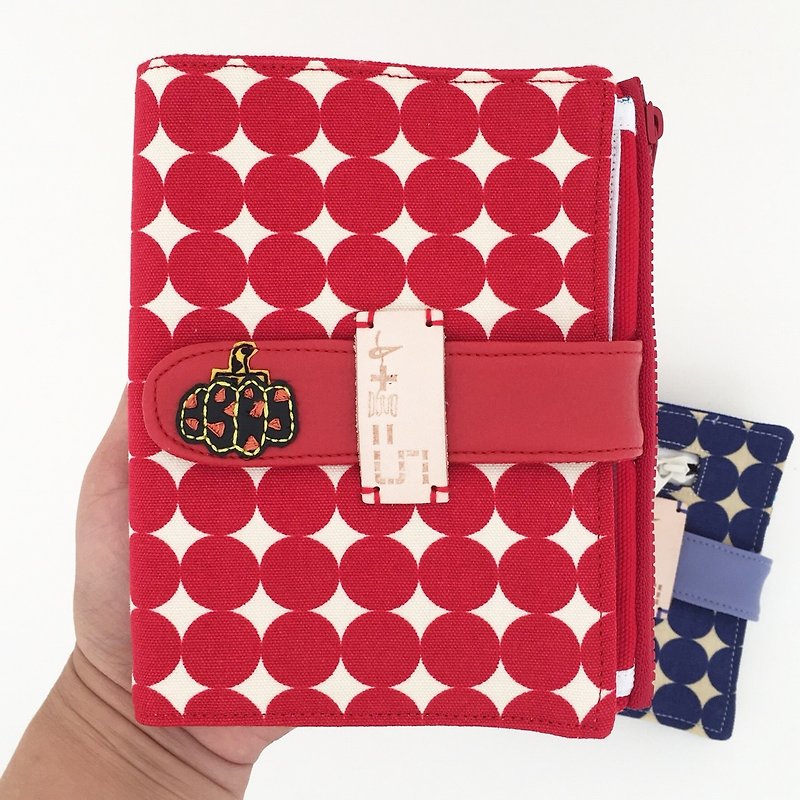 *Pumpkin bo bo folder & passport holder* - กระเป๋าสตางค์ - ผ้าฝ้าย/ผ้าลินิน สีแดง
