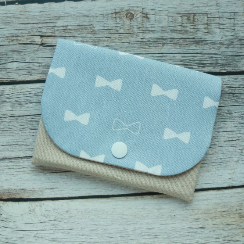 Bow tie passport bag, credit card bag and facial tissue bag, passport zipper bag - ที่เก็บพาสปอร์ต - ผ้าฝ้าย/ผ้าลินิน 