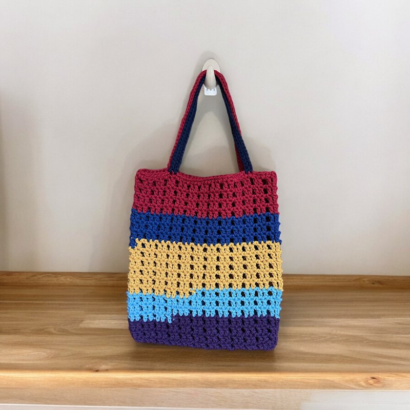 Crochet tote bag - กระเป๋าแมสเซนเจอร์ - ผ้าฝ้าย/ผ้าลินิน หลากหลายสี