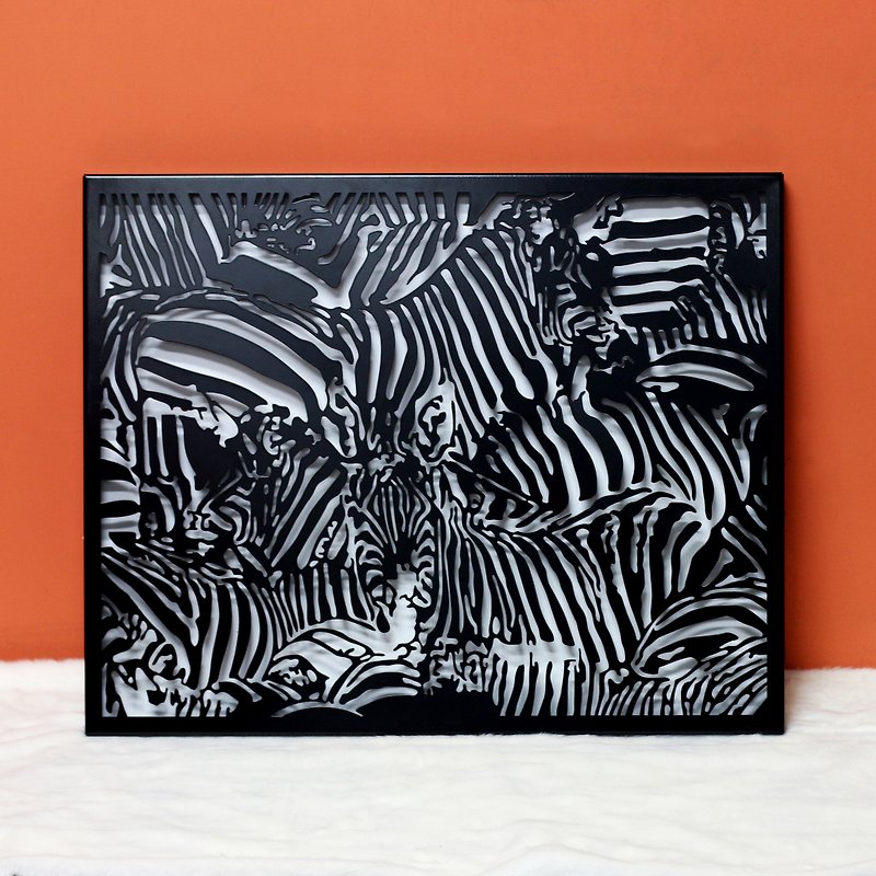 【OPUS Metalart】Wall Mounted Painting - Wild Beauty Zebra  shape (Black) - ตกแต่งผนัง - โลหะ สีดำ