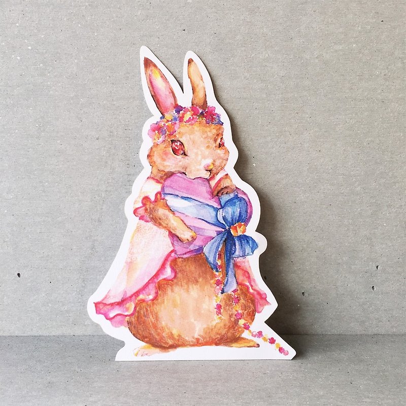 Paper words teaser flower skirt rabbit decoration postcard Big Mac card - Cards & Postcards - Paper Pink