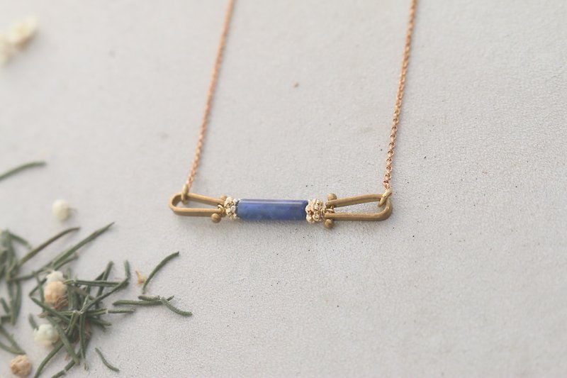 Soda stone brass necklace 1034 - Necklaces - Gemstone Blue
