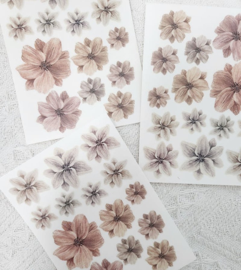 Monotone watercolor flowers - 貼紙 - 紙 
