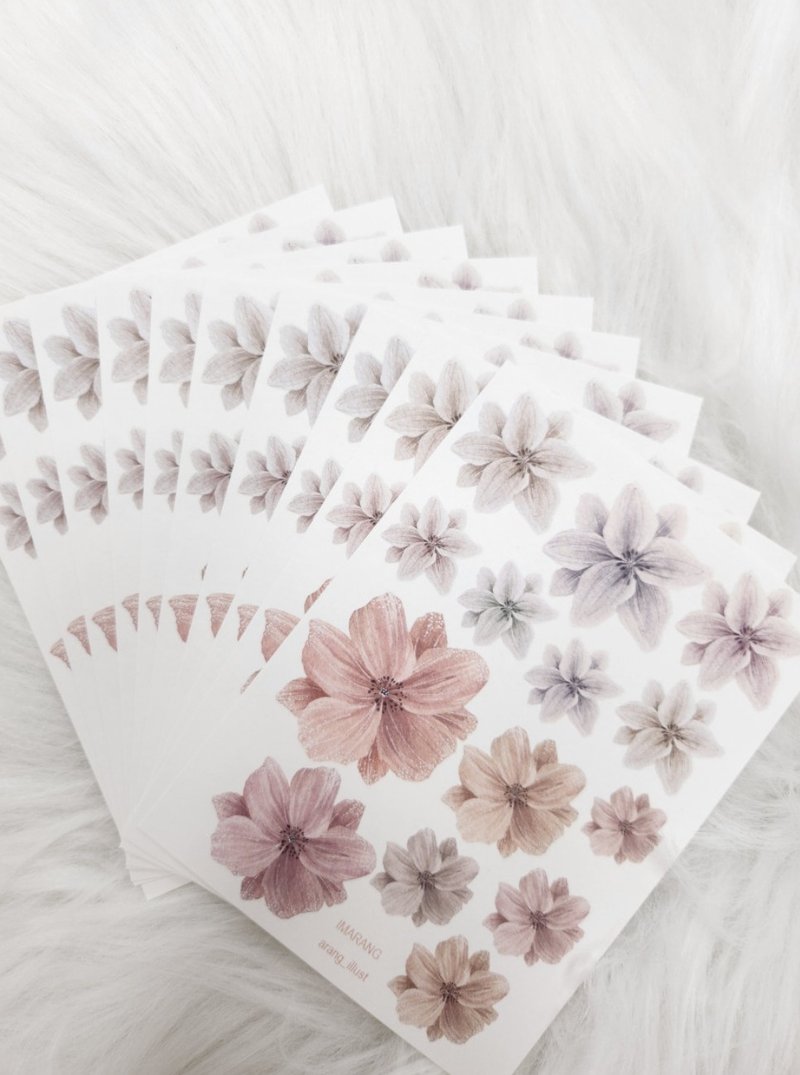Monotone watercolor flowers - 貼紙 - 紙 