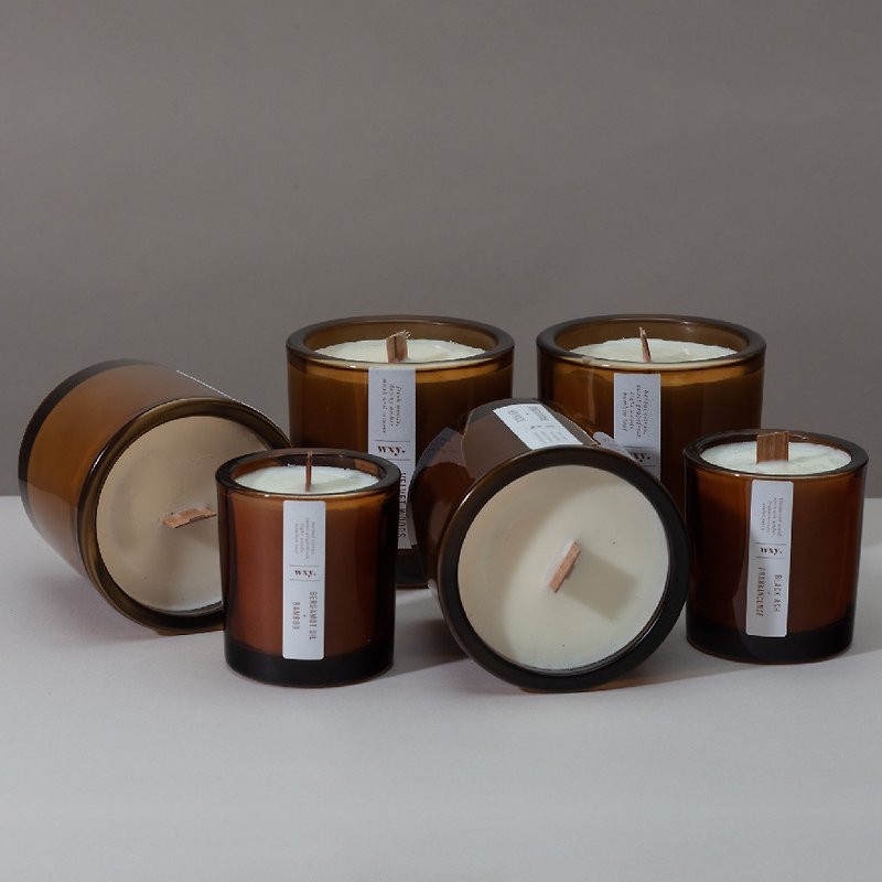 wxy Amber Mini Candle- Velvet Woods + Amber /5oz - Candles & Candle Holders - Glass Brown