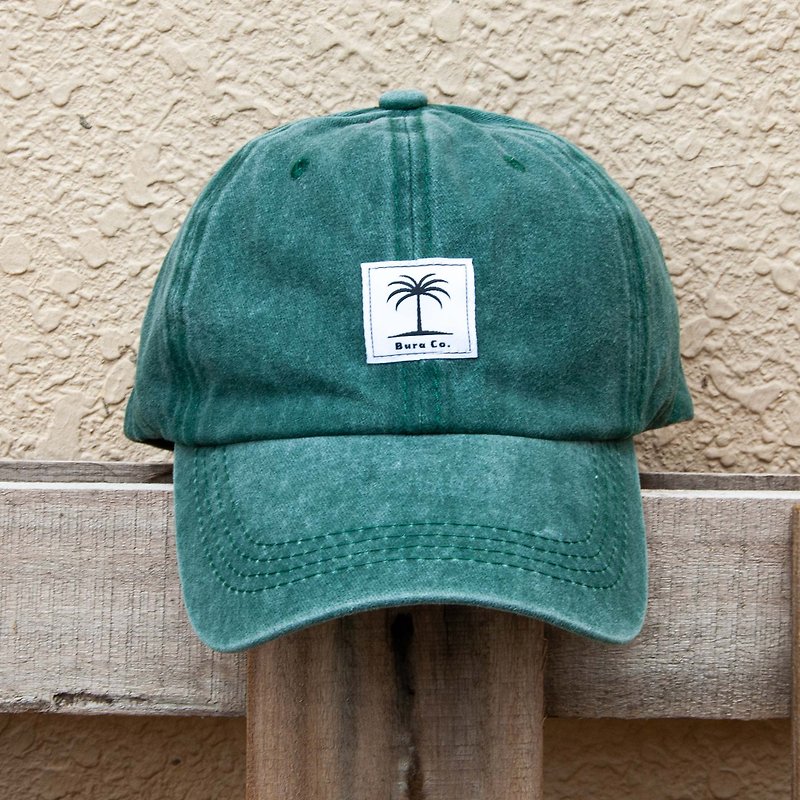 BURA海島生活綠色經典復古老帽 - 帽子 - 棉．麻 綠色