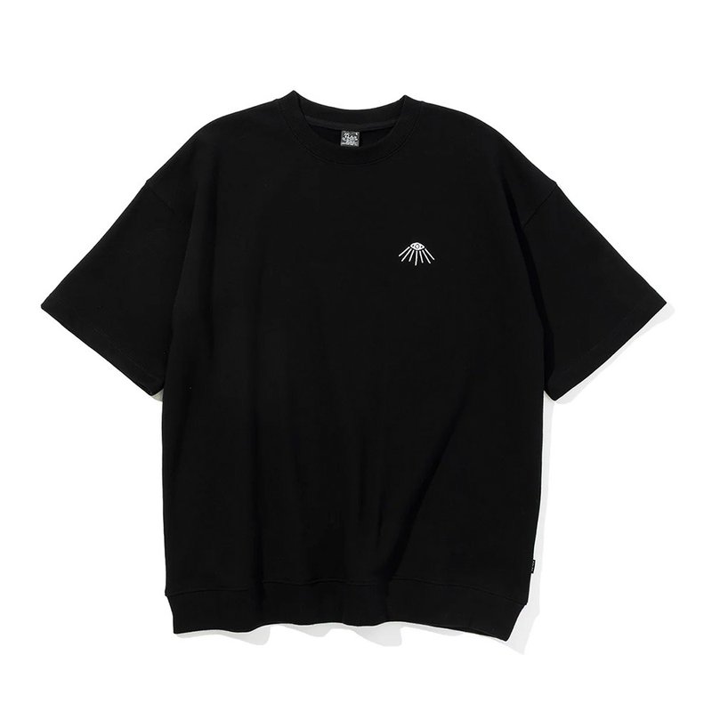 日本POLER SEEKER BAGGY S/S TERRY CREW 寬版毛厚軟棉圓領衫 /黑 - 男 T 恤 - 棉．麻 黑色