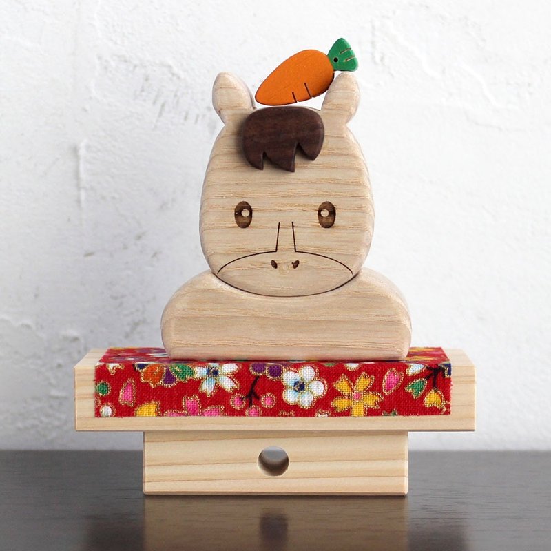 干支の置物　うまい餅　午年　うま年　木製　鏡餅　鏡もち　2026  正月飾り - 擺飾/家飾品 - 木頭 