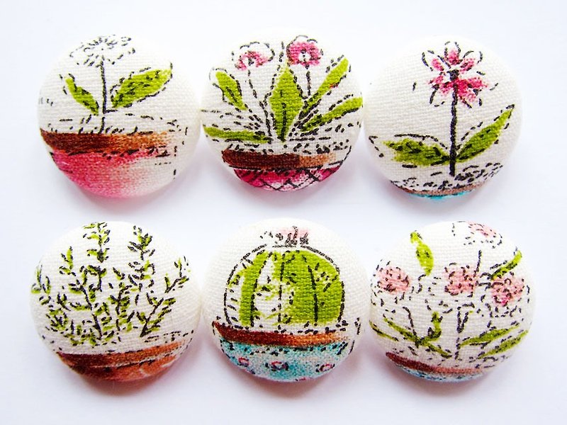 Cloth button button knitting sewing handmade material plant potted DIY material - เย็บปัก/ถักทอ/ใยขนแกะ - ผ้าฝ้าย/ผ้าลินิน สีเขียว