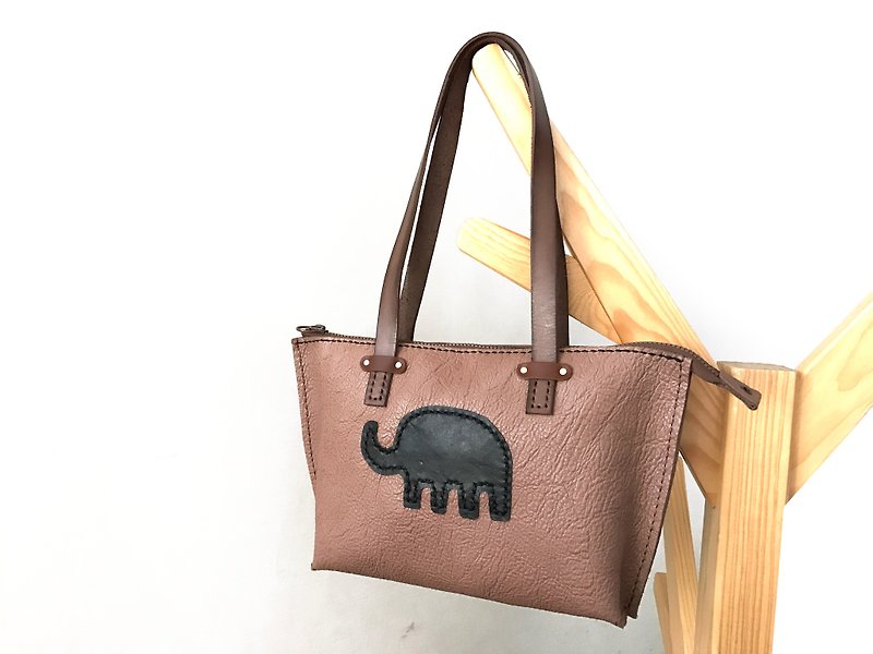 POPO │ elephant │ cocoa color. Magic elephant handbag │ real leather - Handbags & Totes - Genuine Leather Khaki