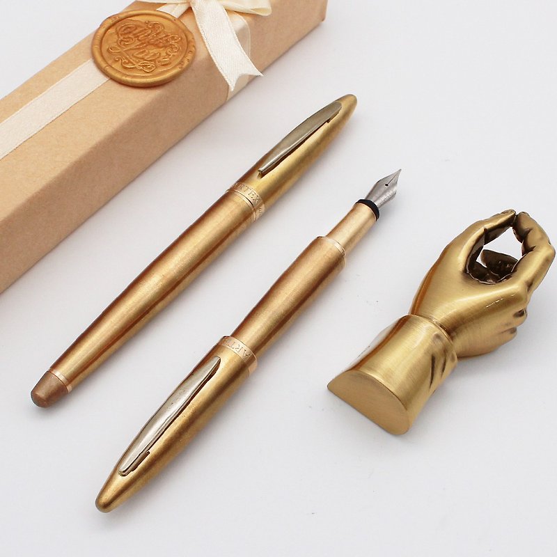 【客製化禮物】ARTEX life開心黃銅鋼筆 可快速出貨 - 鋼筆 - 銅/黃銅 金色