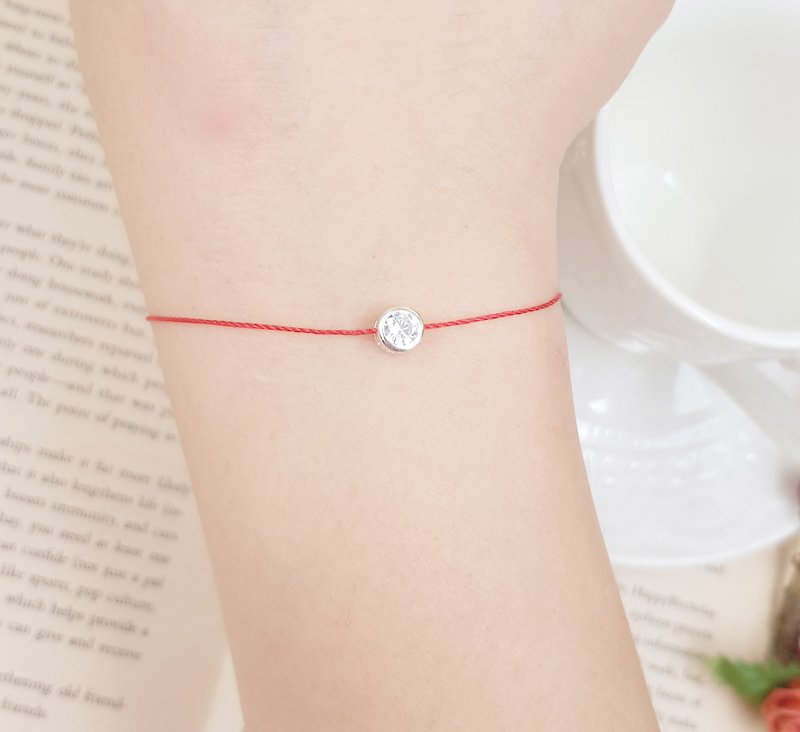 Sterling Silver package red diamond bracelet 4mm duplex Pierced accidentally inverting love is love - สร้อยข้อมือ - เส้นใยสังเคราะห์ สีแดง
