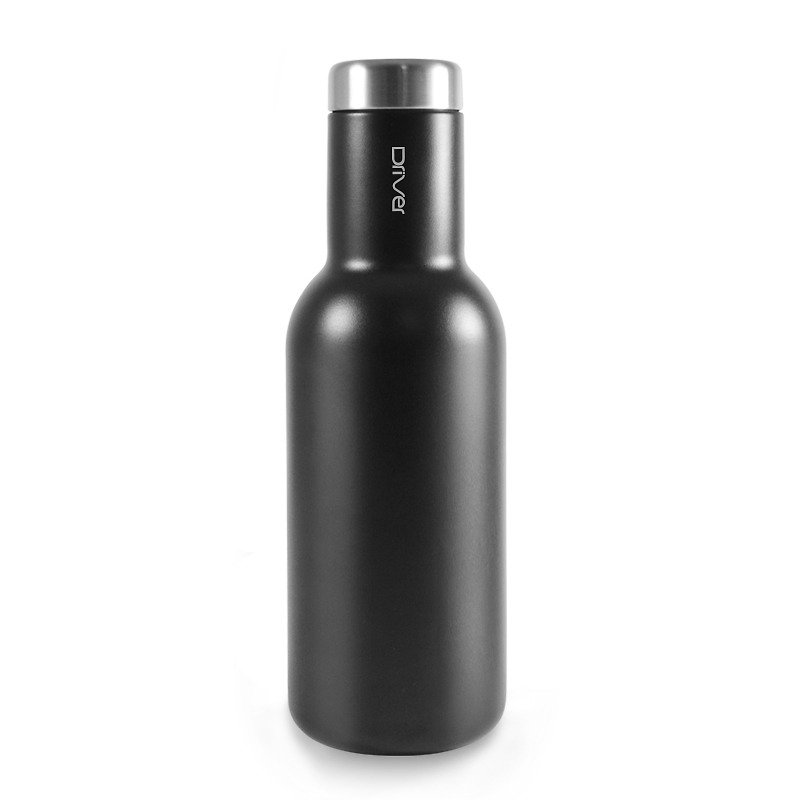Driver fashion hot and cold thermos bottle 580ml-black (with kuso stickers optional) - ถ้วย - โลหะ สีดำ