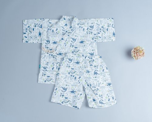 MarMarBarBar手作童衣 甚平和服-自然5 睡衣 嬰兒 包屁衣 連身褲 抓周 新生兒bb衫
