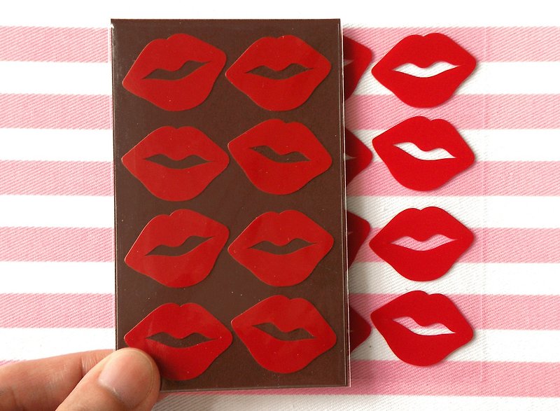 Lip Stickers - สติกเกอร์ - วัสดุกันนำ้ สีแดง