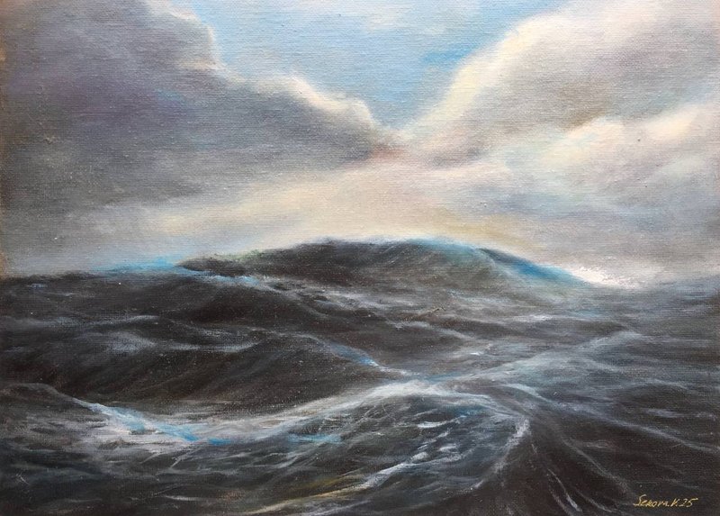 Seascape Original Painting on canvas Ocean Coast Sea Oil Art Artwork - 海報/掛畫/掛布 - 其他材質 白色
