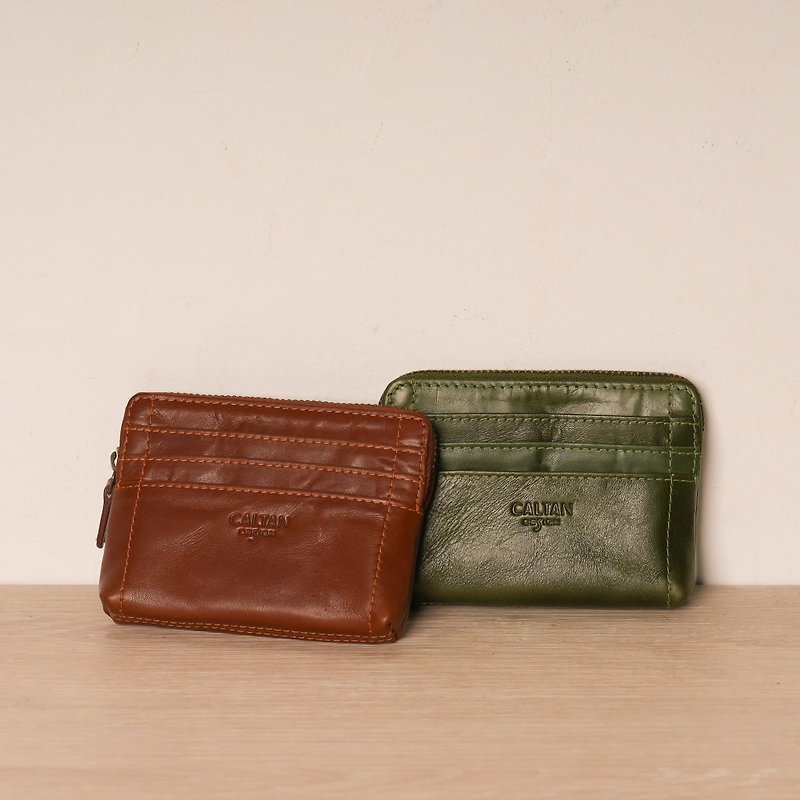 [Lucky Item] Tic Tac Toe Card Coin Purse-075221 Two Colors - Messenger Bags & Sling Bags - Genuine Leather Brown